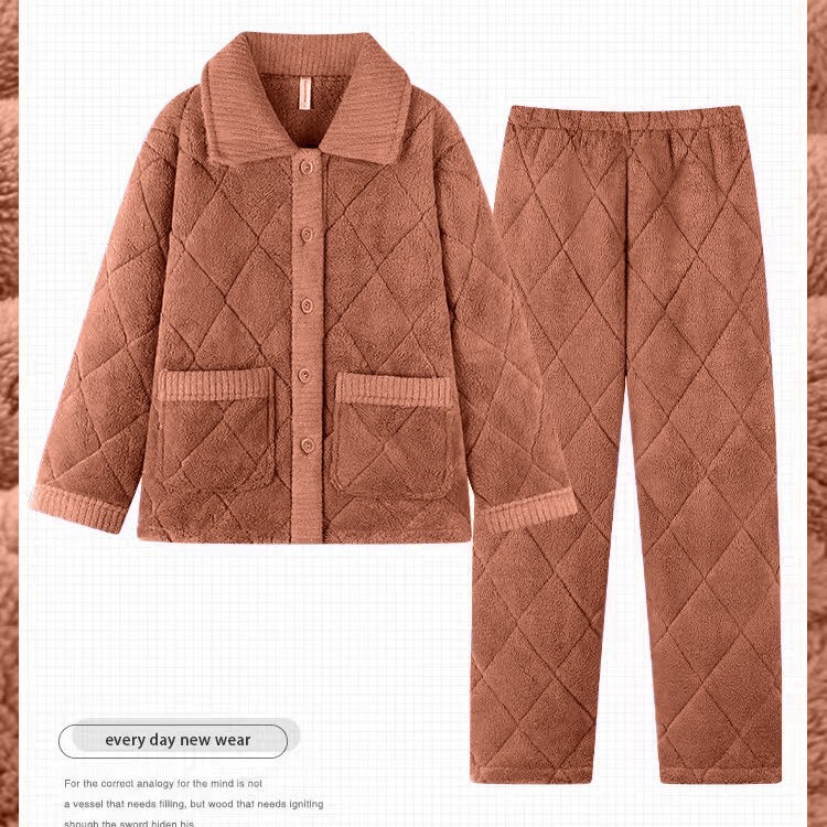 【断码福利】珊瑚绒睡衣女秋冬季新款三层夹棉加厚保暖可爱家居服