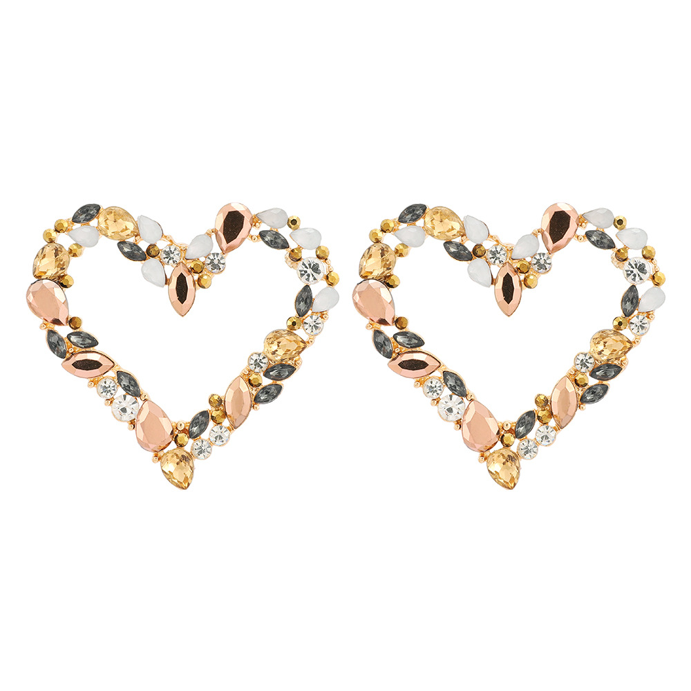 1 Paire Mode Forme De Cœur Strass Boucles D'oreilles display picture 4