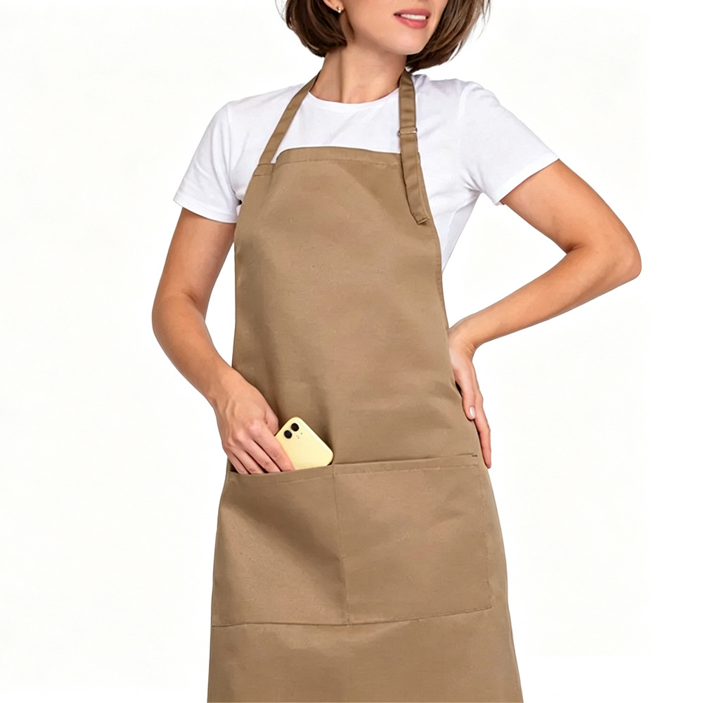Delantal con Cuello Halter de Poliéster Antimanchas para Panadería y Cocina