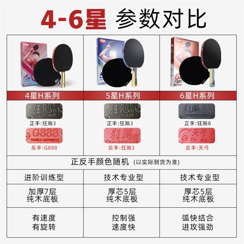 赤双喜卓球ラケットの完成品は星をたたいています。|undefined