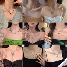 跨境秋冬新款珍珠项链镶钻配饰小众流苏轻奢韩系女百搭高级感饰品