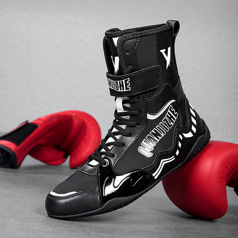 23-9 Factory Direct Sale Cross-Border Professional Boxing Shoes Wrestling Shoes for Men and Women, Massage, Height-Increasing, Non-Slip, Adult Front Lace-Up