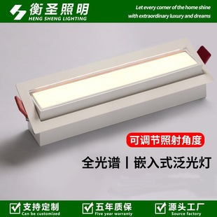 Embedded line grille lamp floodlight long adjustable angle living room bedroom anti-glare high display downlight without main lamp