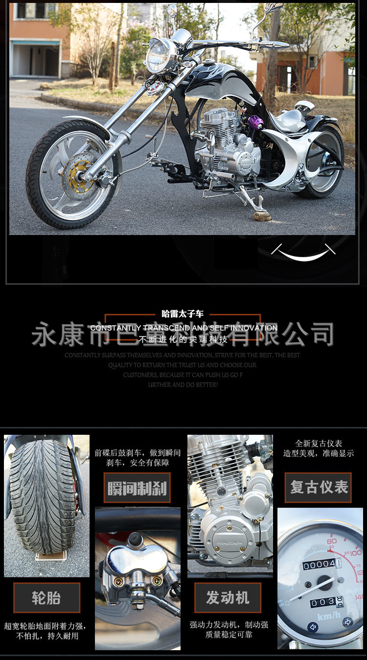 Brand New American Motorcycle, Harley Prince, Single-Cylinder Fuel Engine, Adult Motorcycle, Retro Motorcycle