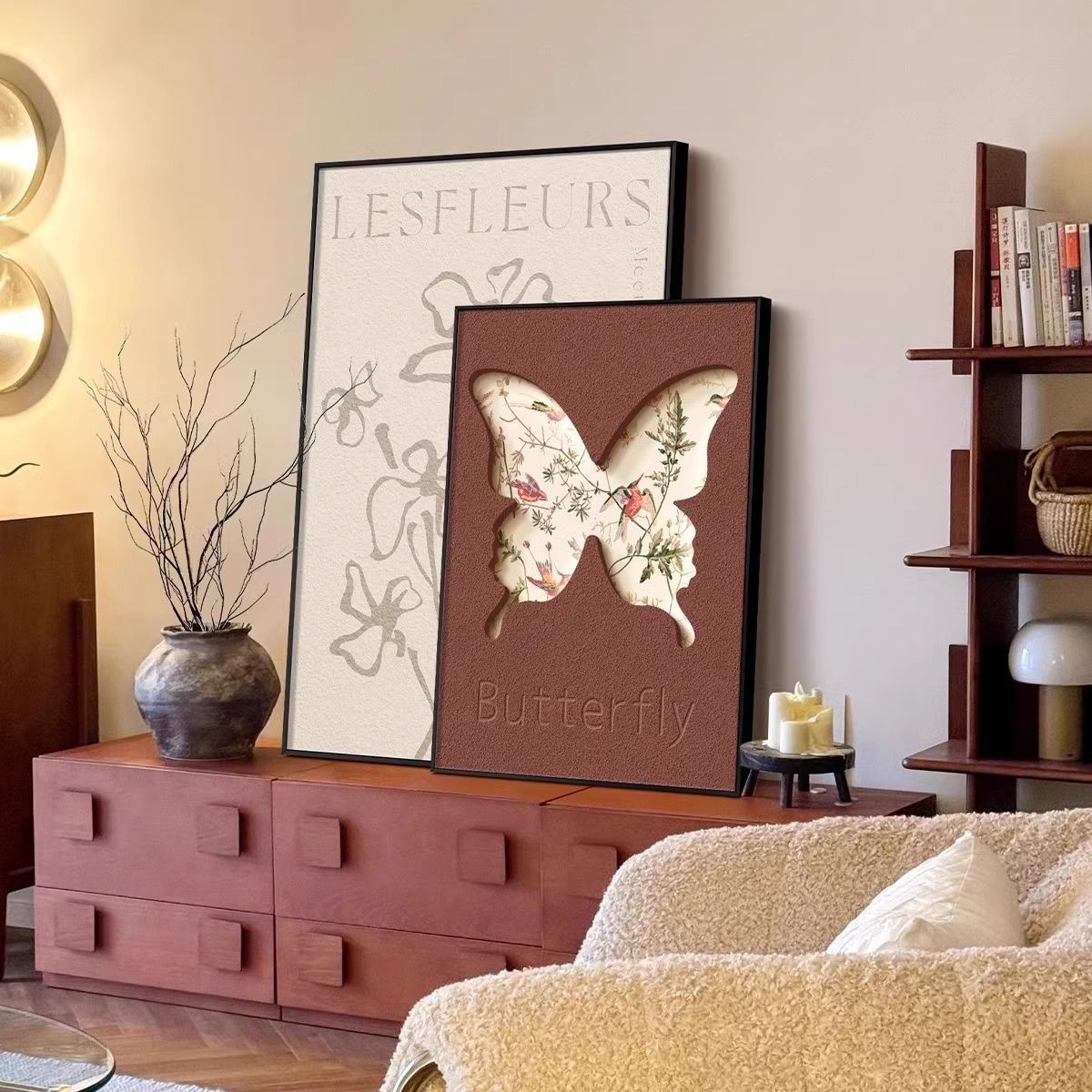 Medieval Style High-End Butterfly Living Room Decoration Painting French Retro Entrance Bedroom Bedside Table Desktop Decoration Painting