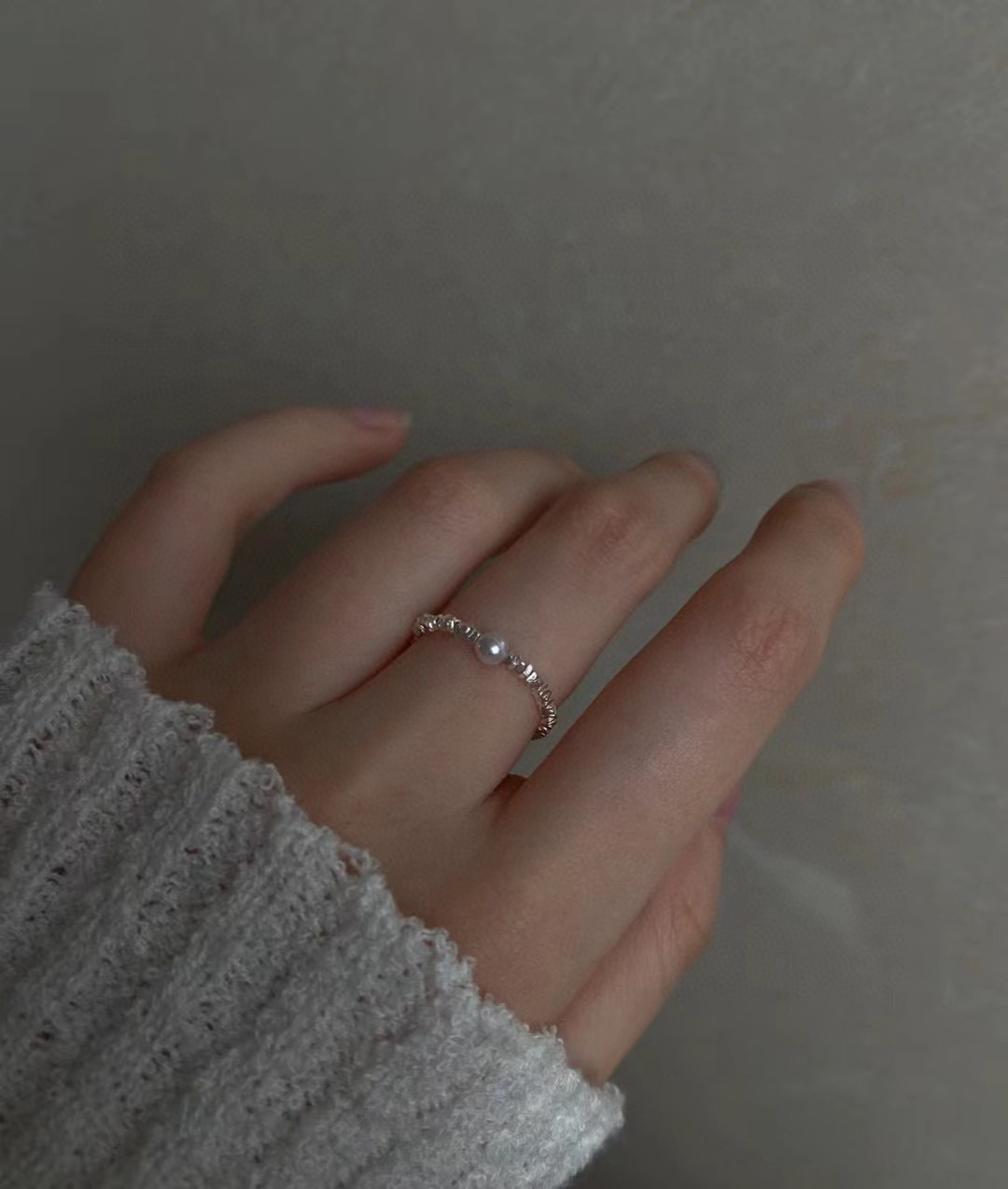 s925纯银碎银子戒指小众设计感食指关节戒弹力绳天