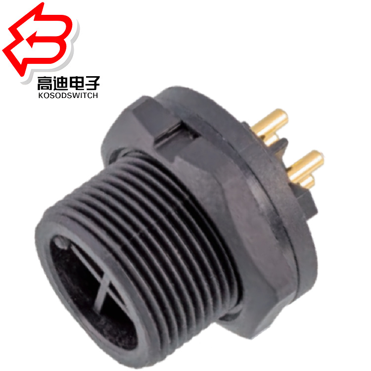 厂家现货E10系列塑胶圆形连接器 板前板后螺纹式插座 IP67防水