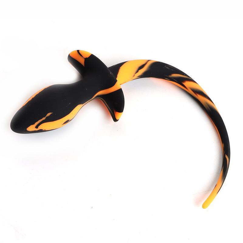 Dog Tail Silicone Anal Plug with Colorful Fluffy Tail, Adult Anal Training Toy — detail image 6