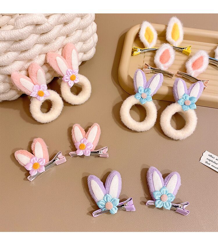 Plush star dew ear flower hair clip hair tie
