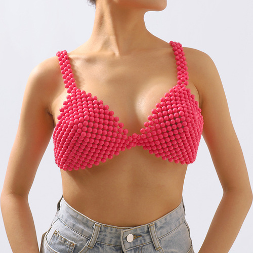 C0435 European and American exaggerated sexy bikini pearl suspender beach vacation personalized beaded fashion modern chest ornaments