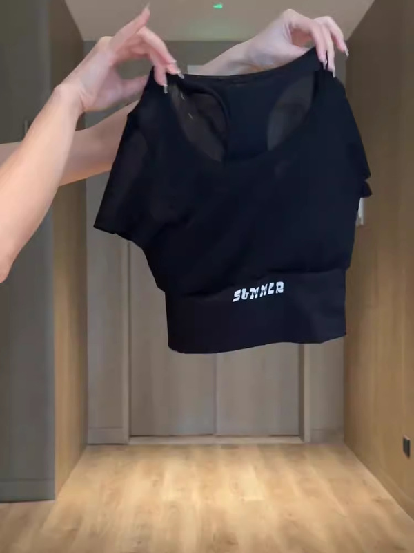 健身瑜伽服女夏季速干T恤大码胖MM修身显瘦运动上衣短袖长裤套装|undefined
