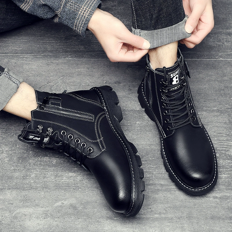 Martens, демисезонные высокие флисовые ботинки на платформе