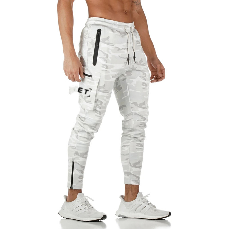 Cross-Border Men's Casual Versatile Sports Overalls Cotton Running Fitness Camouflage Trousers Zipper Decorative Trousers