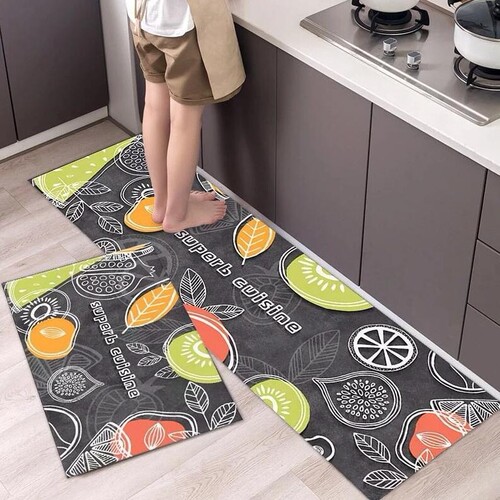 Cartoon Kitchen Mat Household Long Foot Mat Nordic Simple Stain-Resistant Water- Absorbent Kitchen Anti-Slip Mat