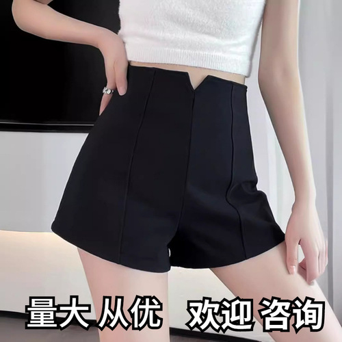 Black suit, thin short shorts for women 2025 summer petite high-waisted slimming tight hot pants A-line