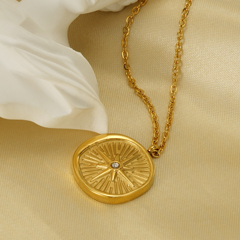 Acero inoxidable transfronterizo Europa y los Estados Unidos moda ins ocho Maung estrella diamante retro COLLAR COLGANTE pequeño fresco Luz de lujo viento