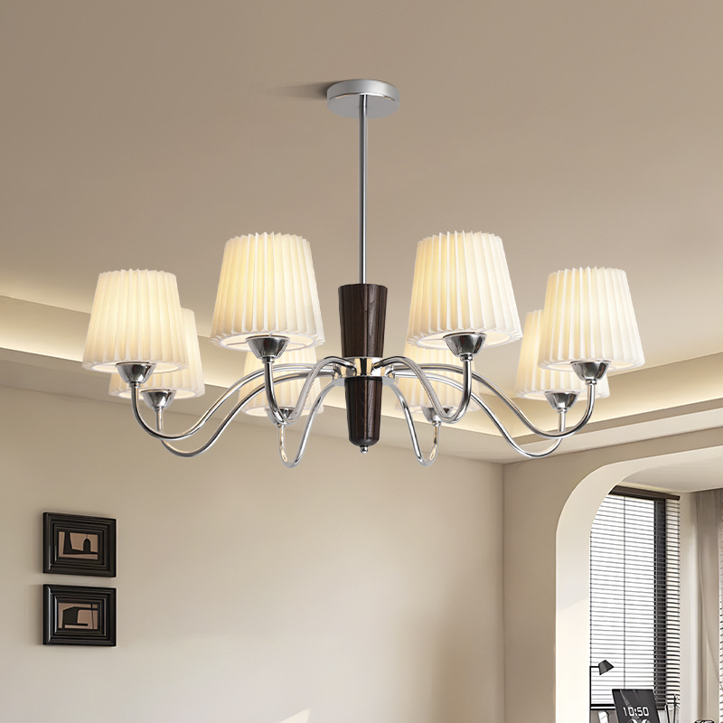 Araña de sala de estar de tela francesa Lámpara de restaurante retro americano Lámpara de estilo crema de alta calidad Lámpara antigua Lámpara de dormitorio principal cálido