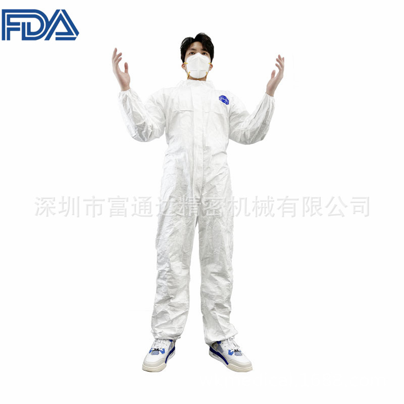 现货批发一次性白色防护服60g医疗用途防液体血液 ISO16603