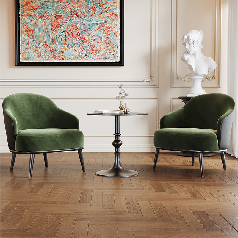 Middle Ancient Style Living Room Leisure Chair Designer French Retro Hotel Homestay Single Reception Sofa Negotiation Table and Chair