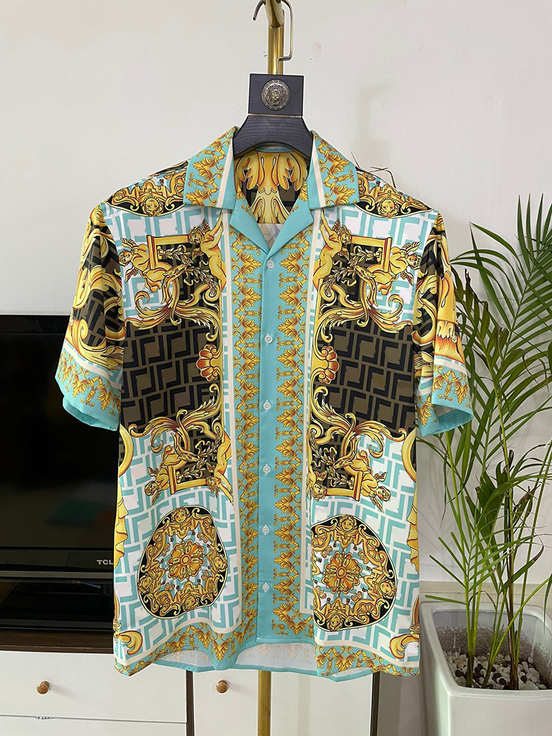 2024 Spring New European and American Fashion Trend Export Youth Popular Digital Printing Men's Short-Sleeved Shirts Trendy Men