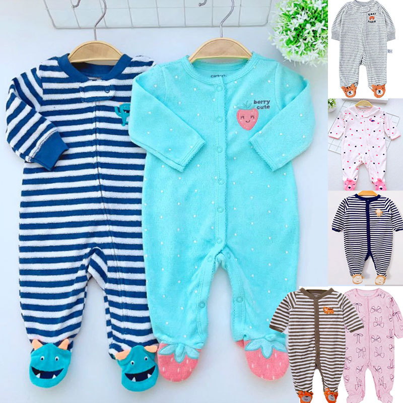 New baby long sleeve jumpsuit baby feet long climbing terry cloth spring and summer newborn climbing clothing foreign trade Wholesale