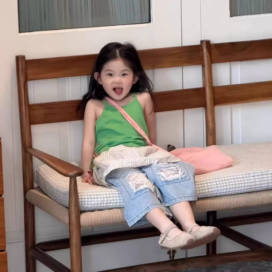 女童吊带衫25夏季款新款儿童亲肤柔软背心宝宝打底上衣花边牛仔裤