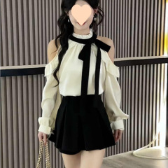 法式一整套穿搭时尚套装女秋季2025新款系小个子衬衫+短裙两件套