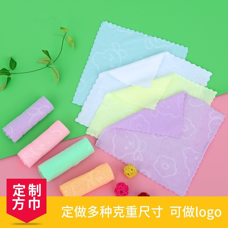 Manufacturer Wholesale Microfiber Embossed 25*25 Small Square Towel Absorbent Soft Thickeneded Gift Towel Live Broadcast Selection