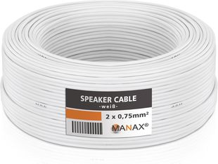 Manax ®   25m Zwillingslitze 2X 0,75mm² Weiß Cable 2-Adrig (