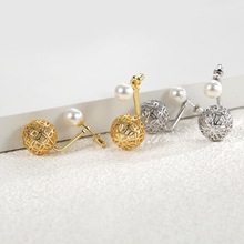 小珍珠耳環個性設計鏤空燈籠圓球耳環時尚小眾秋冬耳飾一件代發