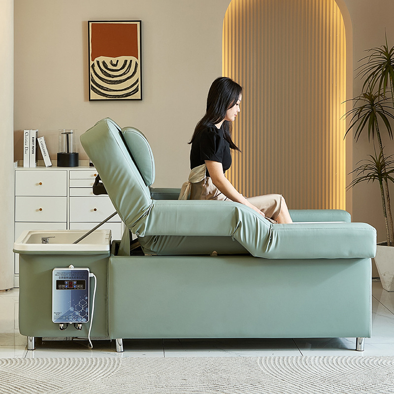 Cama de lavado de cabello elevadora eléctrica con circulación de agua a temperatura constante, cama de tratamiento de cabello masaje, fumigación, baño de pies, terapia de pies, salón de peluquería especial