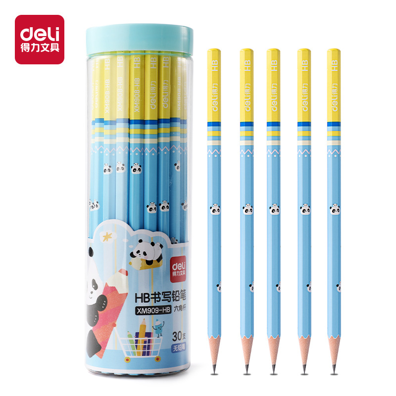 Délix XM909 - 2B / HB tema panda lápiz hexagonal para estudiantes de escritura de entrenamiento de dibujo 30 piezas / barril
