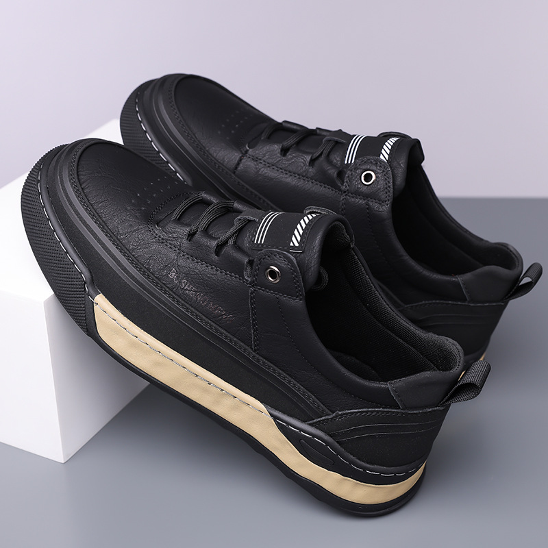 Men's Casual Breathable Work Shoes With Thick Soft Sole Lace Up_voghion.com
