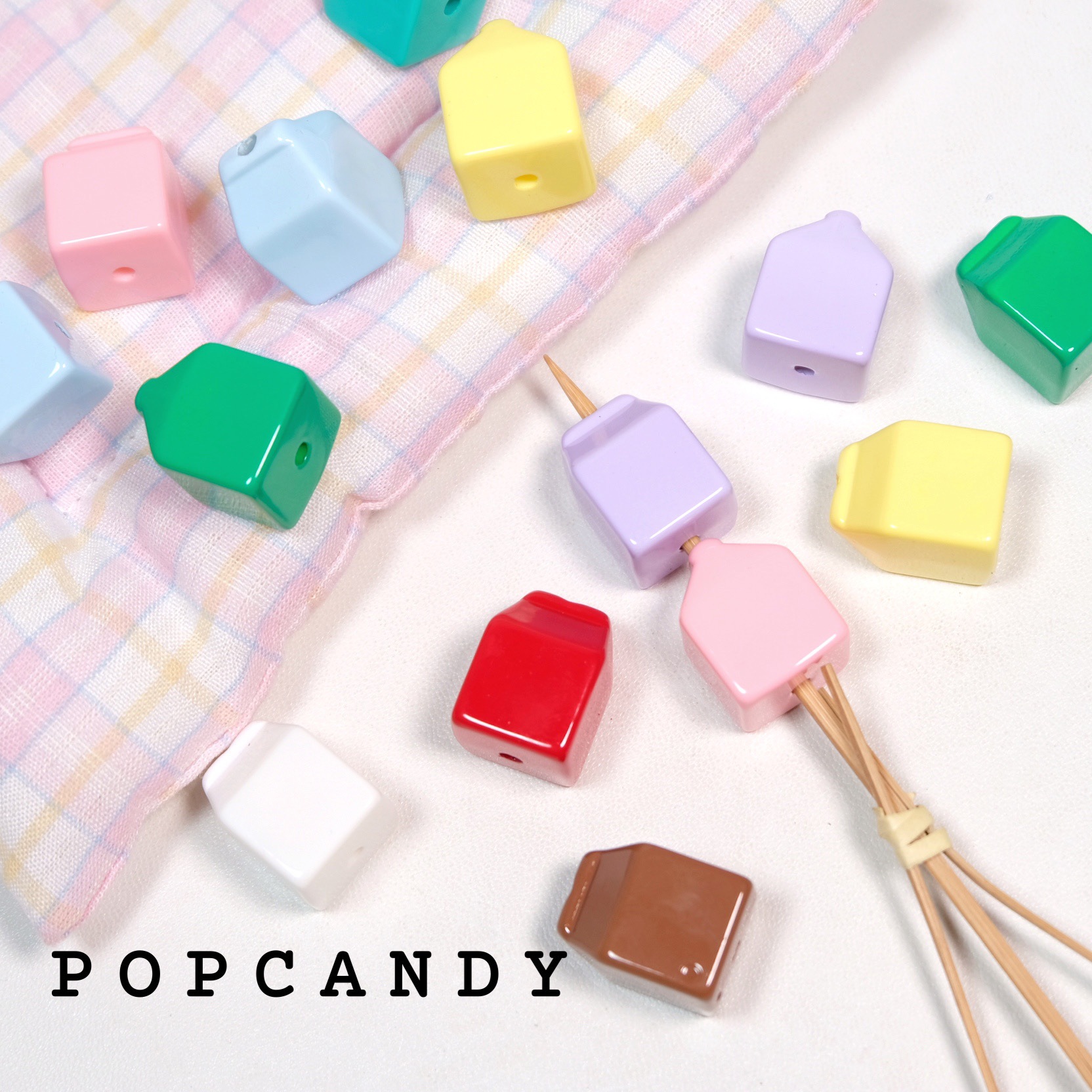 Milk Carton Acrylic Colored Beads Hand-painted Base Bead Accessory Loose Beads DIY Cute Creative Craft Material