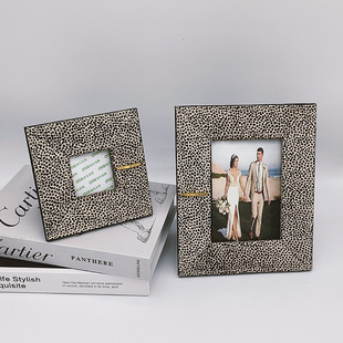 Light luxury horse hair photo frame decoration model room living room desktop study 6-inch photo hollow picture frame decoration