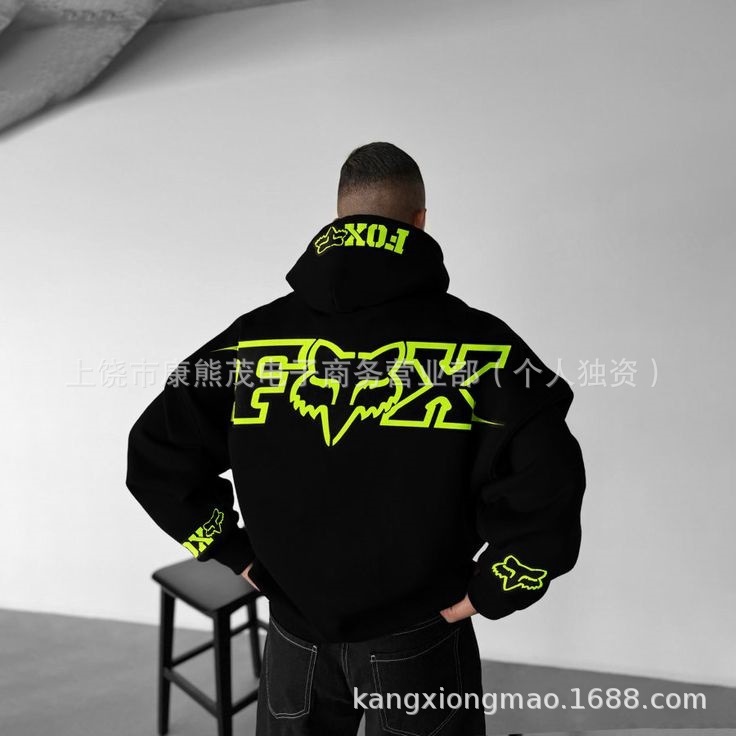 2025秋季新款 爆款热销FOX狐狸跨境潮牌连帽卫衣男女秋冬款连帽衫|undefined
