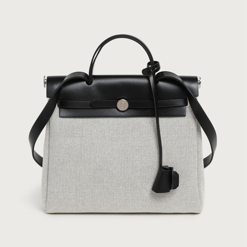 High-Quality Fashionable Kelly Herbag Canvas with Leather Satchel Crossbody Bag High-End Commuter Tote Women's Bag New Style