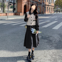 今年流行连衣裙套装女春秋2025年新款外穿长袖裙子轻熟马甲两件套