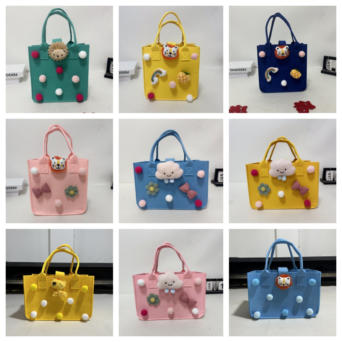 毛毡包伴手礼袋广告宣传伴手礼宝宝百日周岁毛毡购物袋毛毡卡通包