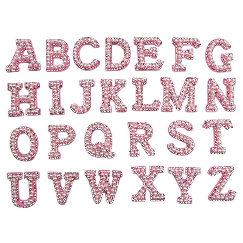 Granel 26 letras inglesas de perlas de diamante pegatinas de patrón de letras pegatinas de tela no tejida pegatinas diy accesorios de joyería pegatinas de perforación