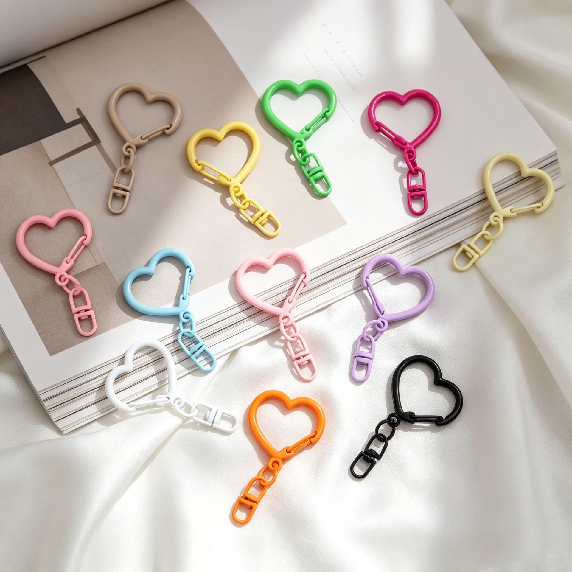 Makaron ürək formalı karabiner açar zəncirli çanta bəzəyi