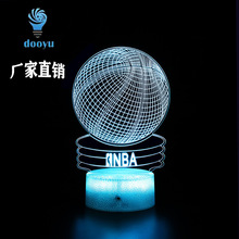 跨境专供篮球NBA球队创意礼物礼品七彩3D小夜灯LED触摸遥控台灯