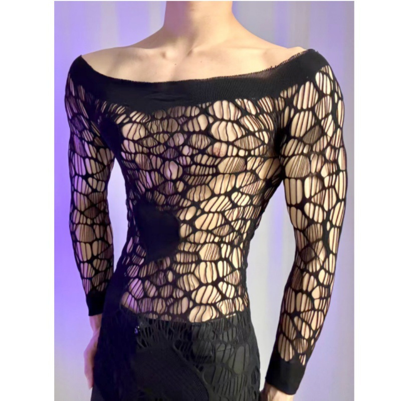 Lobei's New Men's Erotic Lingerie Set Qqny See-Through Sexy Pure Desire Sleepwear Teasing Mesh Clothing Plus Size Set