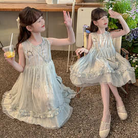儿童装连衣裙夏季2026新款韩版洋气背心裙女童中大童公主裙送包包