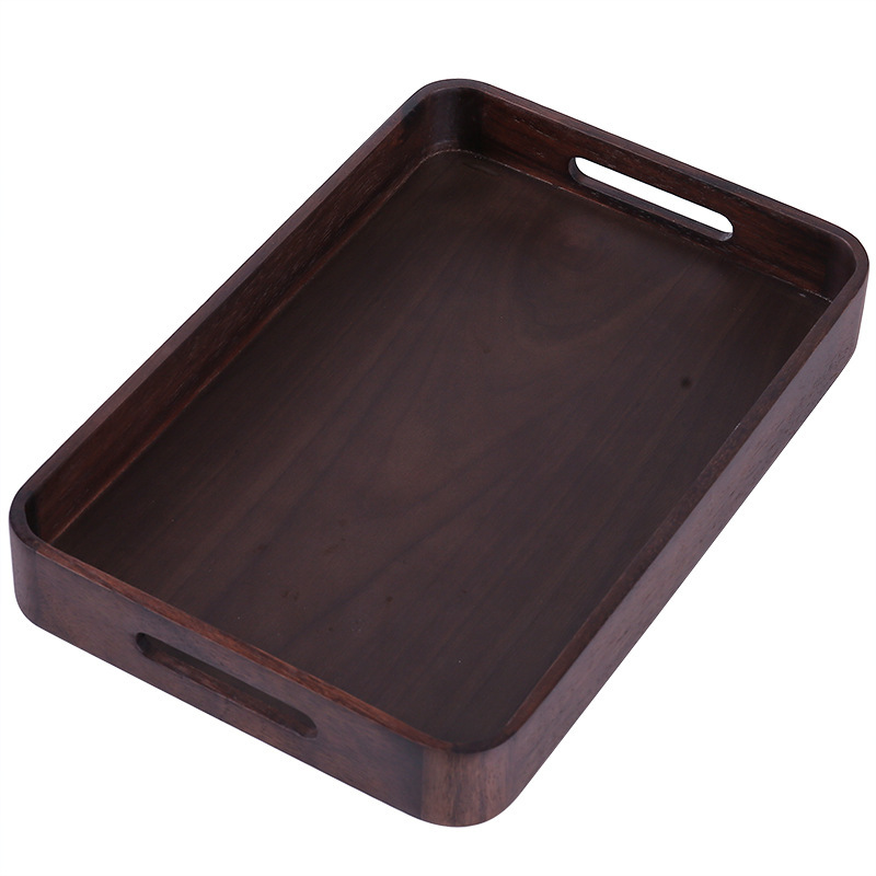 Nogal nuevo estilo chino placa de madera estructura Nogal Negro redondeado plato de mano de madera bandeja de té taza de té juego de té plato de fruta