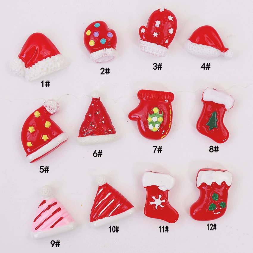 Смола Рождественская шапка рождественские перчатки аксессуары DIY головной убор патч чехол для телефона канцелярская коробка ювелирные аксессуары оптом