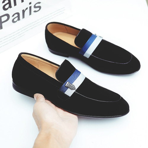 Loafers Men Genuine Leather Casual Shoes  Summer Breathable New Trendy Men's Shoes Slip-On Bean Shoes