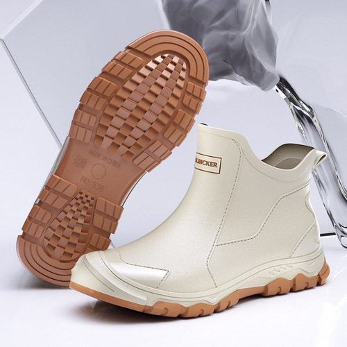 Wholesale rain boots, men's low-cut fashion short rain boots, kitchen chefs anti-slip wear-resistant waterproof shoes, takeout car washing rubber shoes