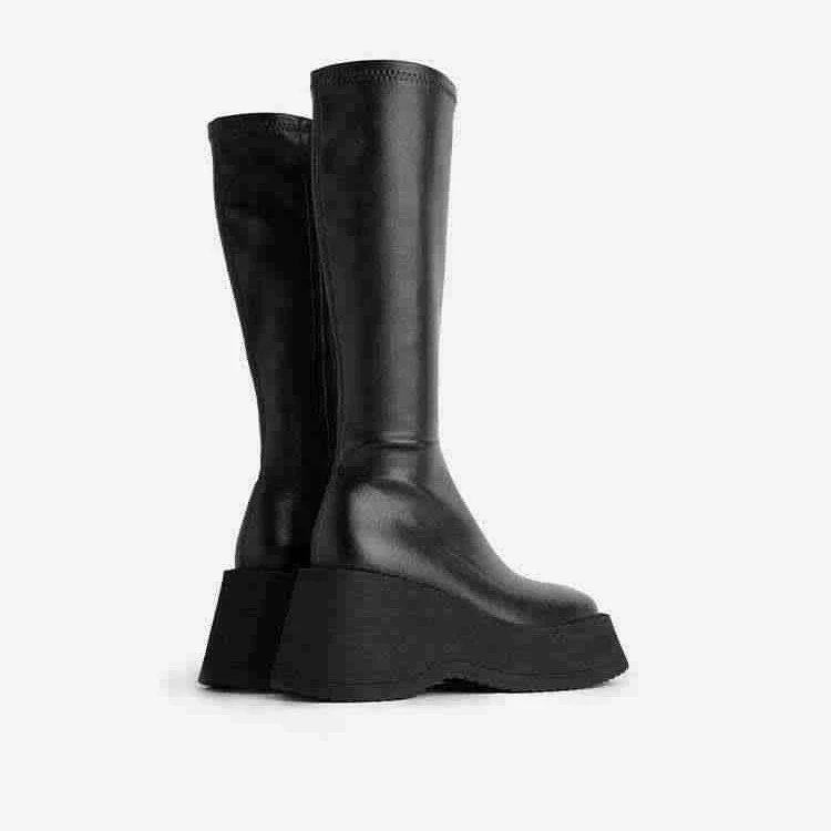 [Готовый запас] 328-9 высокие сапоги для женщин на толстой подошве, европейские и американские тонкие высокие каблуки, длинные эластичные сапоги, рыцарские сапоги