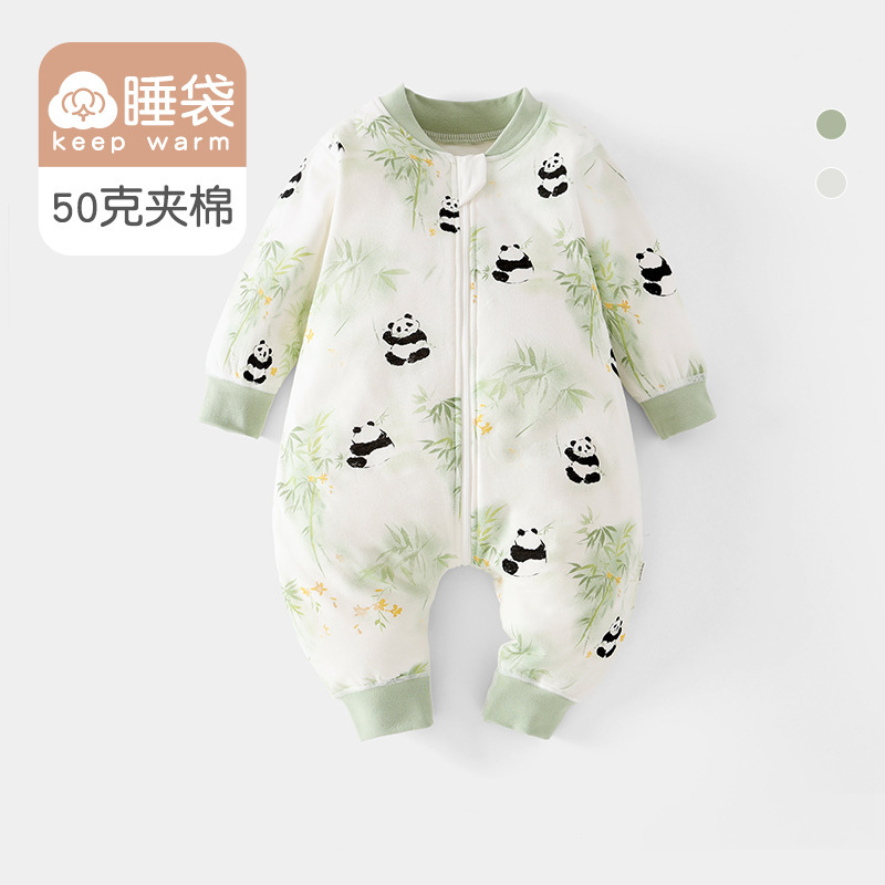 Baby Sleeping Bag Pure Cotton Type a Spring & Fall Constant Temperature Split-Leg Sleeping Bag Baby Kidsren's Cold-Proof and Anti-Kick Quilt Baby Home Clothes